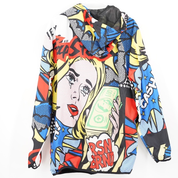 Reason Brand Unisex Pullover windbreak Jacket Comic Strip Large - Picture 2 of 5